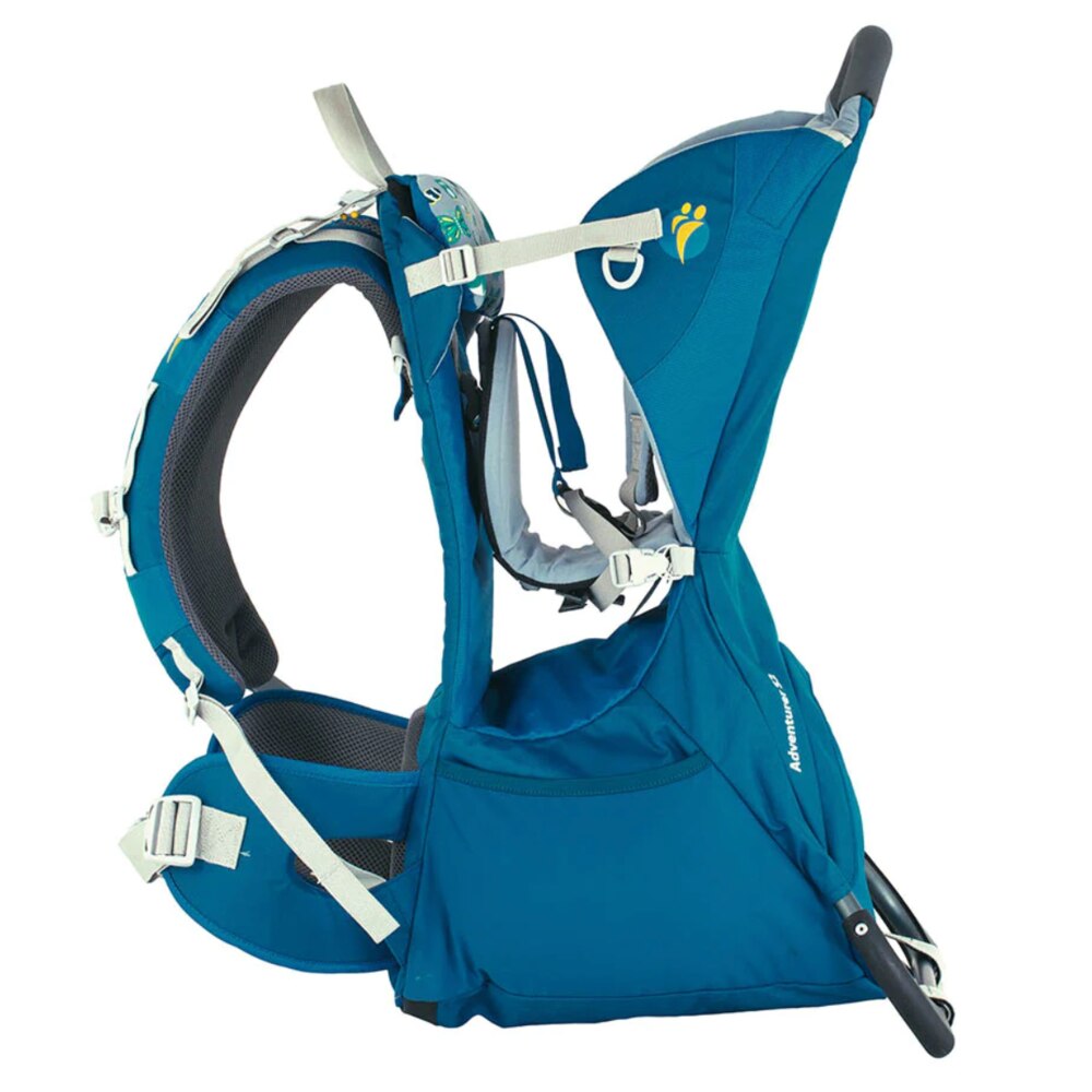 Side view of the Little Life S2 adventure back pack carrier in blue
