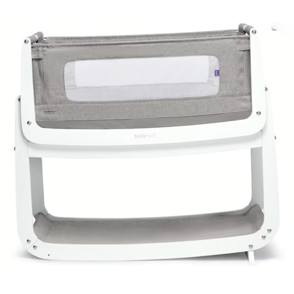 White with Dark Grey SnuzPod showing reflux tilt of bed