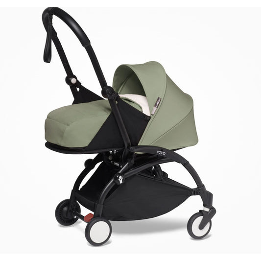 Babyzen Yoyo black frame with olive newborn pack