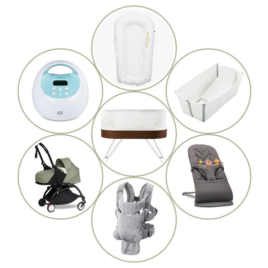 Nurturing Nest Bundle Starter Bundle (up to 6 months) with Dock-A-Tot, Snoo Happiest Baby, Baby Bjorn Bouncer, Baby Bjorn Carrier Move, Babyzen YOYO with newborn pack, Spectra S1 hospital grade breast pump and Stokke Flexi Bath